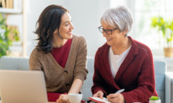 A mother and daughter prepare for an in-home assessment for elderly.